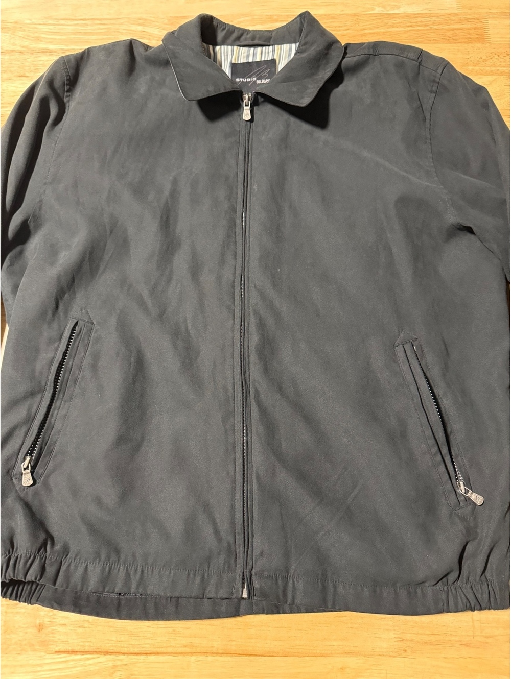 Studio Bill Blass Men’s Large Black Full Zip Harrington Windbreaker Jacket